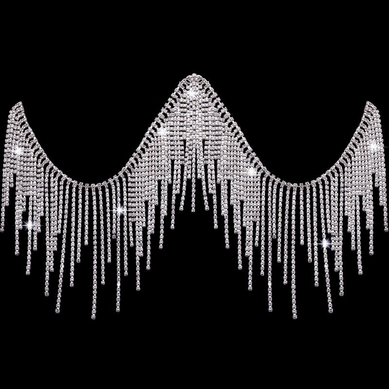 Mtlee Rhinestone Fringe Rhinestone Fringe Belt Beaded Ribbon Diamond Tassel Chain for Jeans Clothing Accessories DIY Decoration