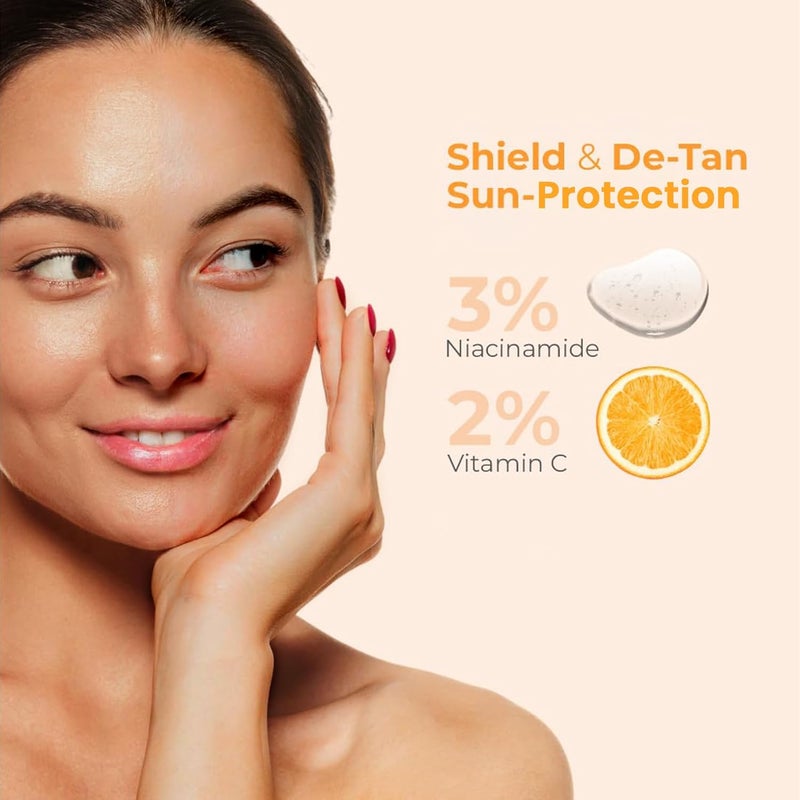 Brinton UV Doux DTan Aqua Sunscreen Lotion Enriched with Enriched with 3 Niacinamide 2 Vitamin C 1 Hyaluronic Acid 1 Ceramide Aloe Vera Vitamin E SPF 50 PA Broad Spectrum 50 ml - Image 5