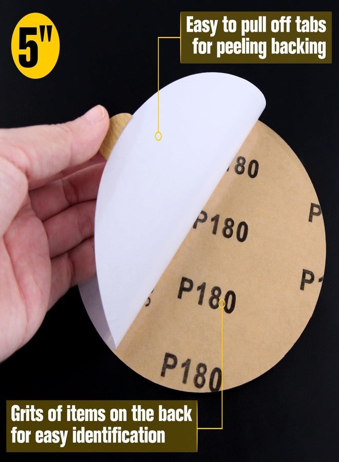 SPEEDWOX 50PCS 5" Gold PSA Sanding Discs 180 Grit Self Adhesive Stickyback Sandpaper Discs for DA Sander Gold PSA Sanding Discs for Sanding Automotive Car Painting Woodworking Wood Metal - Image 2