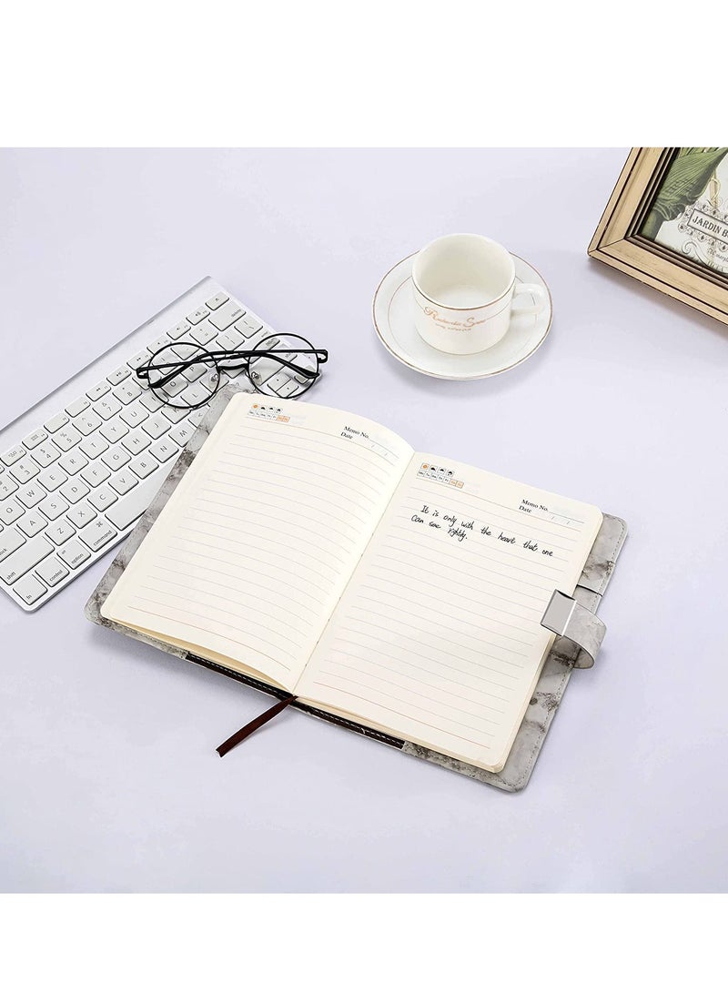 SOLARAE Diary with Lock, A5 Marble PU Leather Creative Journal Notebook Writing Planner Organizer Travel Pen Holder for Man Women Teenager 192 Pages (grey) - Image 5