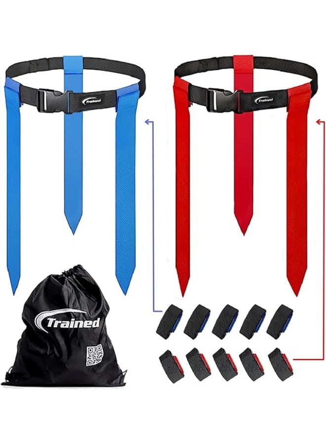 Trained 10 Man Flag Football Belts, 10 Player Adjustable Flag Football Set for Sports Teams, Training & Competition Color: Multi - Image 1