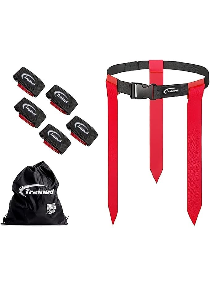 Trained 10 Man Flag Football Belts, 10 Player Adjustable Flag Football Set for Sports Teams, Training & Competition Color: Multi - Image 2