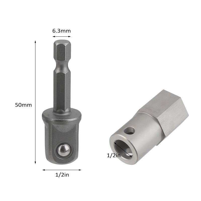 Stainless Steel Cordless Drill Adapter Kit with 1/2 Inch Socket Adapter Bit Fits for Top Wind Trailer Jack Crank Handle - Image 4