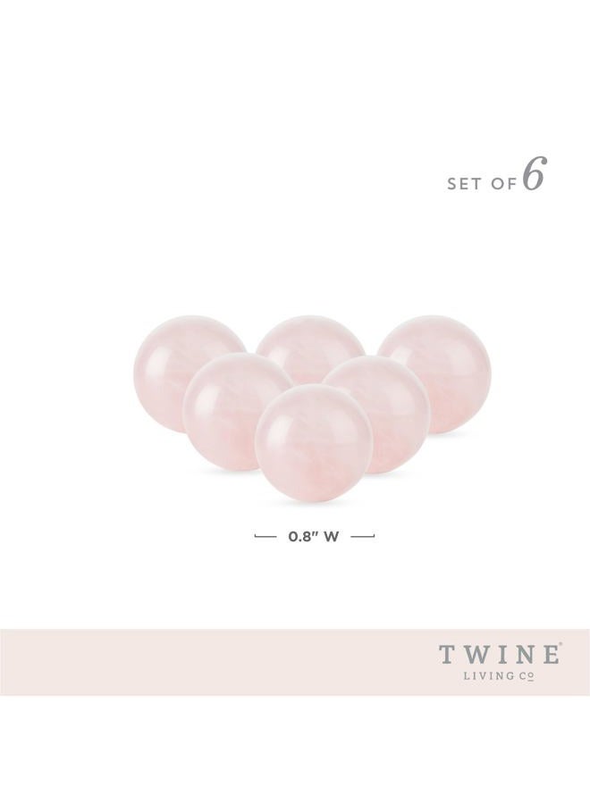 Twine Rose Quartz Wine Gems, Pink Drink Chillers, Real Polished Rose Quartz Stone Spheres, Whiskey Stones, Pink, Set of 6 - Image 3