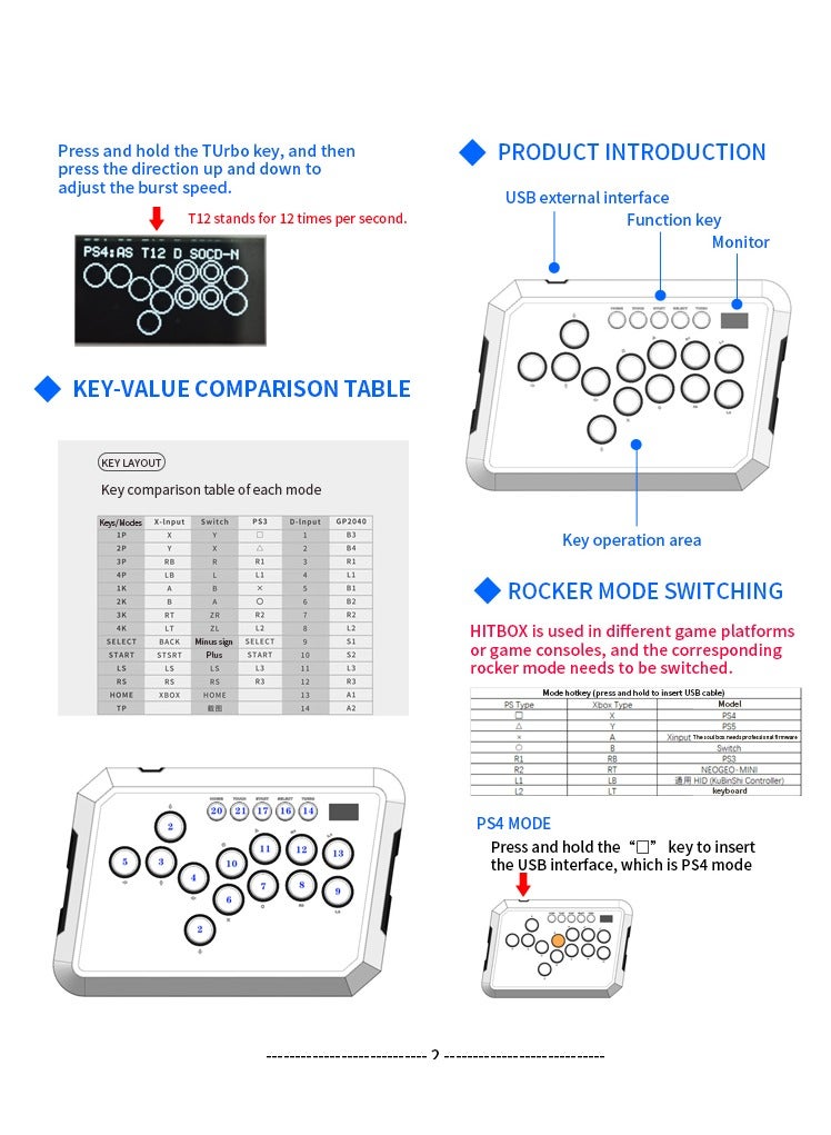 POWKIDDY A50 Hitbox Controller Button Rim leverless Joystick Arcade Stick Controller  - Image 3
