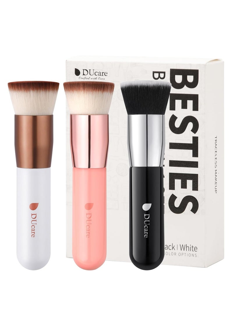 DUcare Foundation Brush 3pcs Flat Top Kabuki Brush Synthetic Professional Makeup Brushes Liquid Blending Mineral Powder Buffing Stippling - Image 1