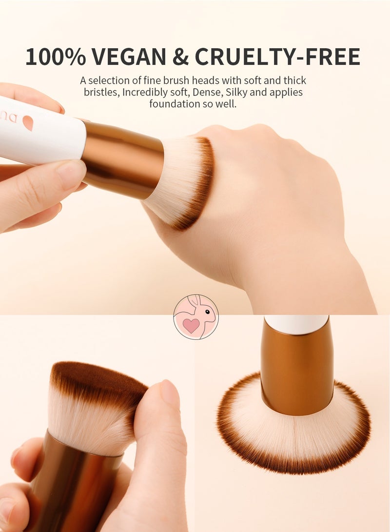 DUcare Foundation Brush 3pcs Flat Top Kabuki Brush Synthetic Professional Makeup Brushes Liquid Blending Mineral Powder Buffing Stippling - Image 4