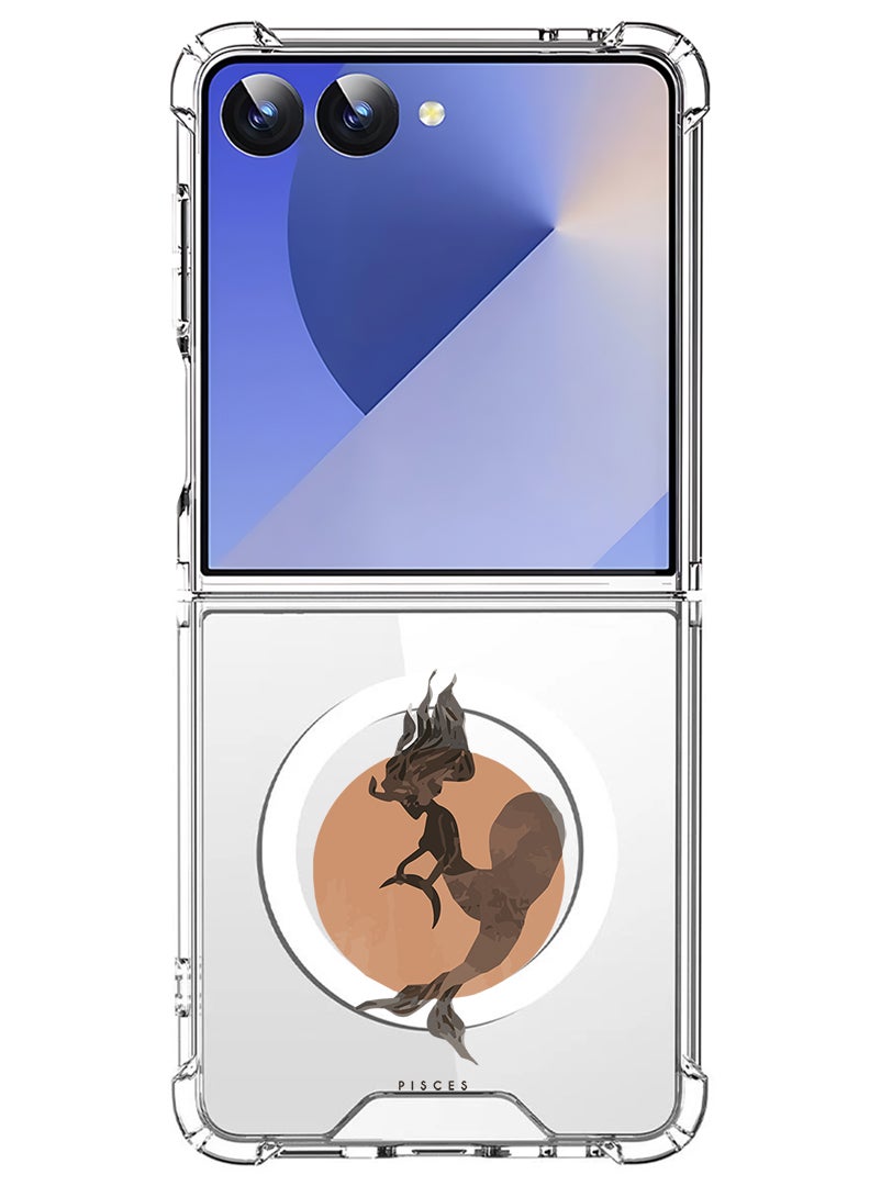 Theodor Magnetic Case for Samsung Galaxy Z Flip 7 Compatible with MagSafe Wireless Charging, Shockproof Phone Bumper Cover Pisces - Image 1