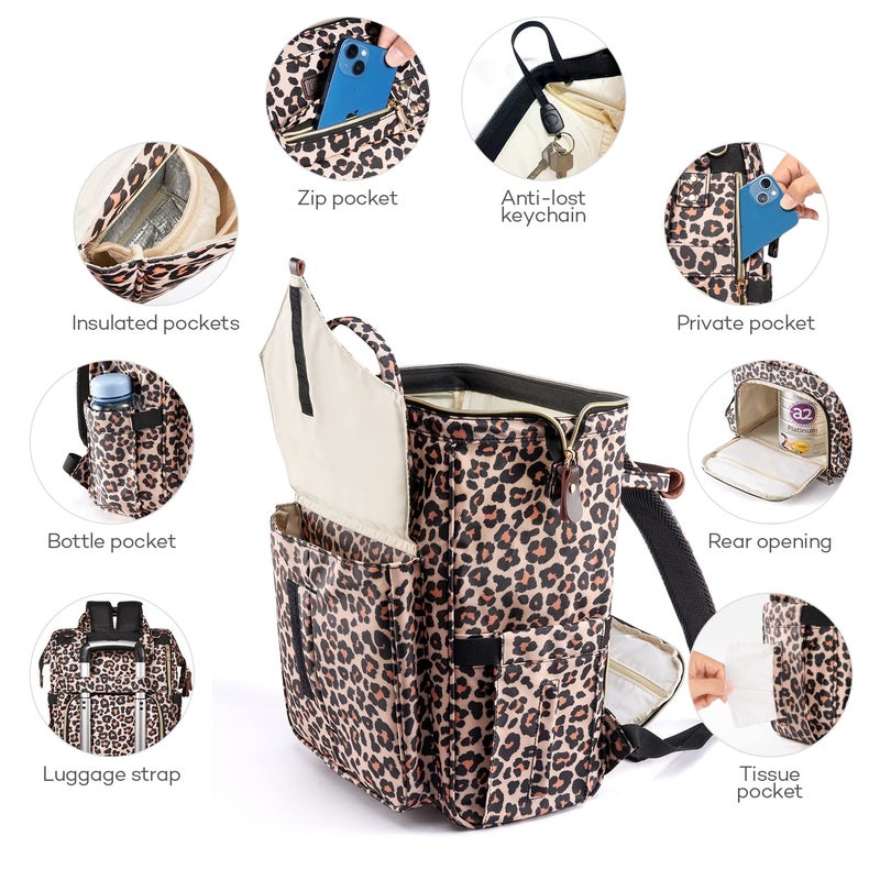 LitBear Diaper Bag Backpack, Fashion Large Capacity Multifunction Nappy Bags - Image 3