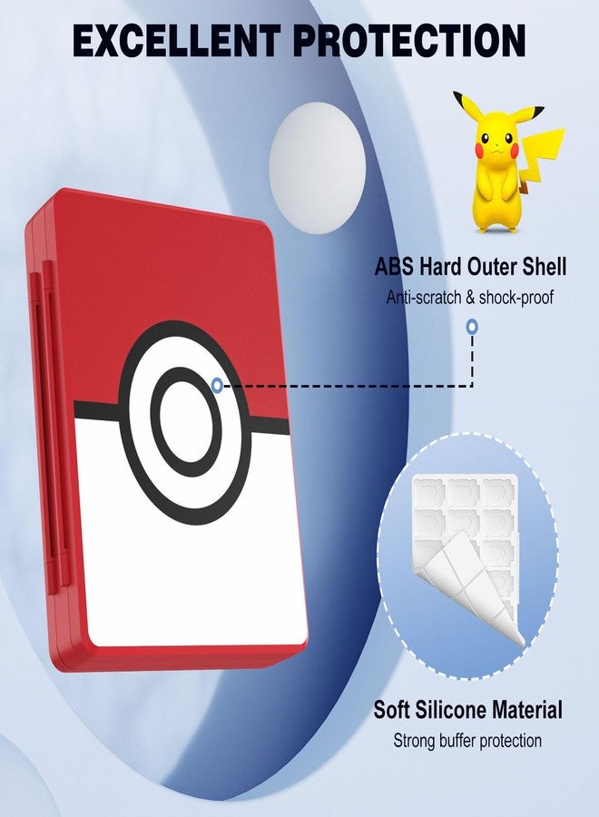 MoKo 60 Game Card Case for Nintendo Switch 2 / Switch OLED / 3DS / 3DSXL, Portable Storage Holder Case for 60 Switch 2 Game Cartridges & 24 3DS Card & 36 Micro SD Cards, Red Ball - Image 4