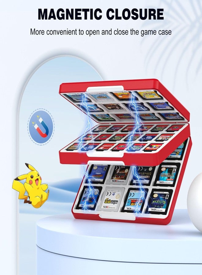 MoKo 60 Game Card Case for Nintendo Switch 2 / Switch OLED / 3DS / 3DSXL, Portable Storage Holder Case for 60 Switch 2 Game Cartridges & 24 3DS Card & 36 Micro SD Cards, Red Ball - Image 3