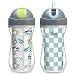 Chicco Insulated Straw Sippy Cup 12 Months 9oz Toddler Training Cup with SpillFree FlipTop Lid BPAFree 2Pack CarsCheckers - Image 2
