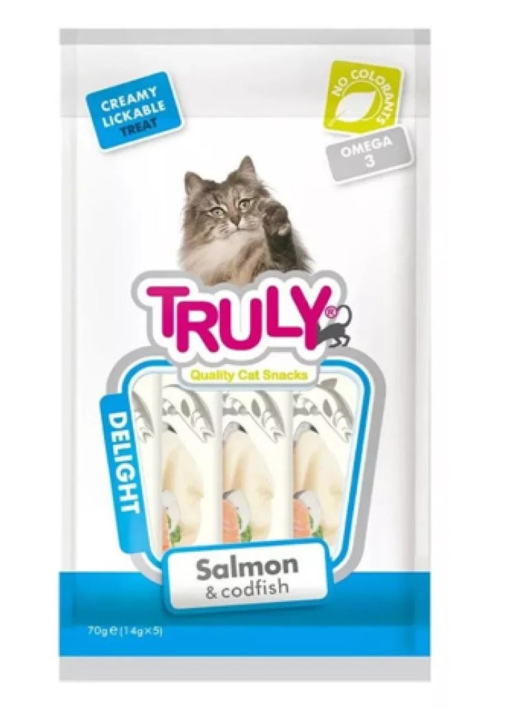 Wanpy Trully Creamy Lickable Treats - Salmon&Codfish 12X70g  - Image 1