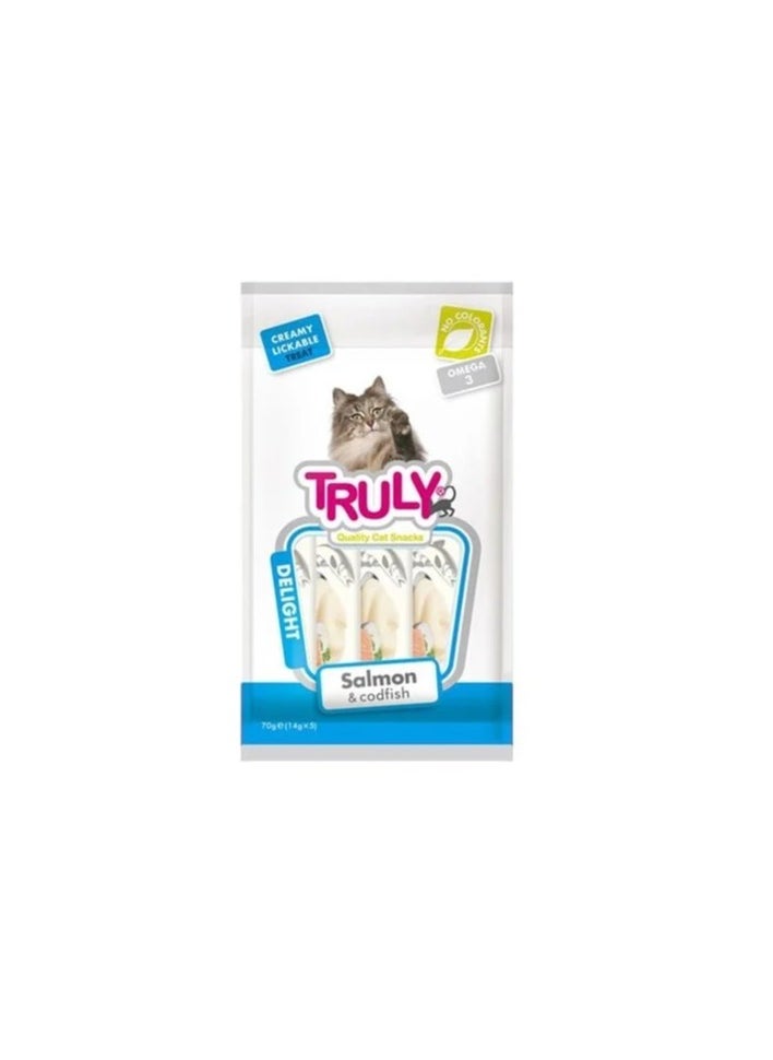Wanpy Trully Creamy Lickable Treats - Salmon&Codfish 12X70g  - Image 3