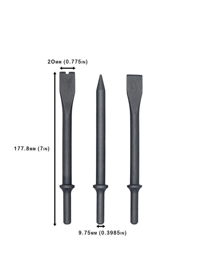VCT 3pc Extra Long 7" Inch Air Chisel Set, Flat, Bolt Cutter, and Tapered Punch Chisels - Image 4