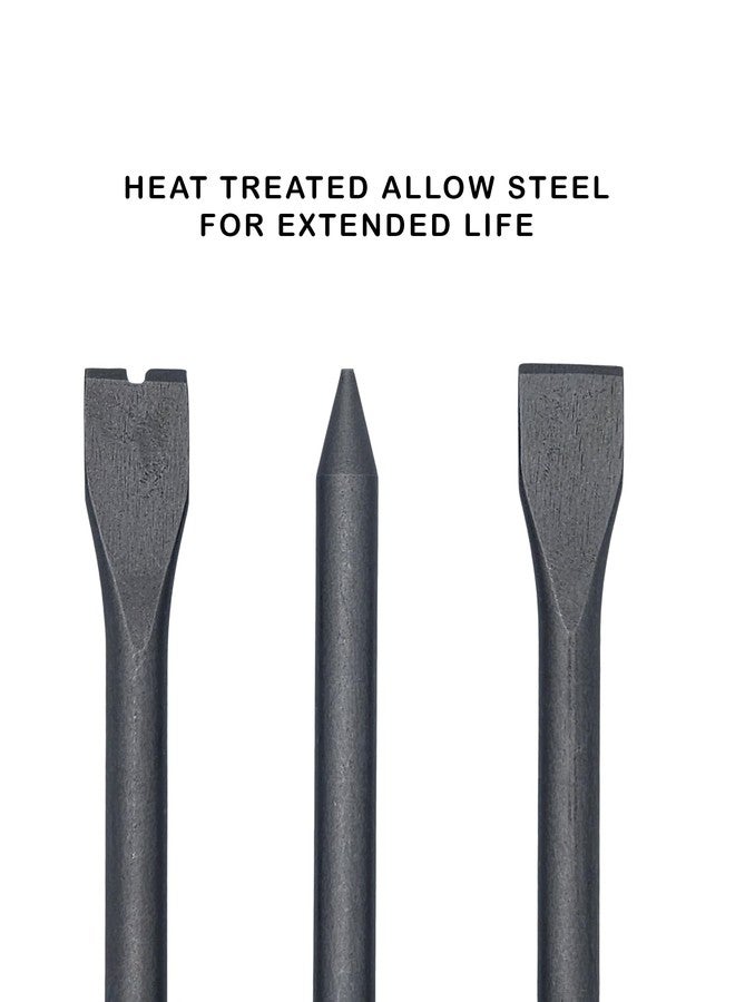 VCT 3pc Extra Long 7" Inch Air Chisel Set, Flat, Bolt Cutter, and Tapered Punch Chisels - Image 3