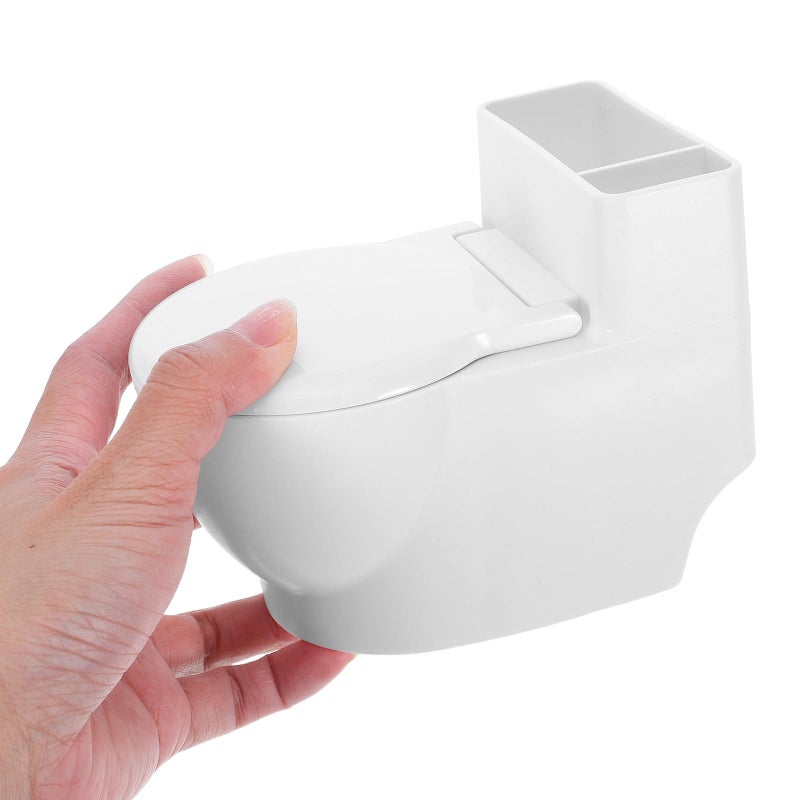 White Wall Mounted Toilet Shaped Ashtray Windproof Bathroom Storage Container For Indoor Home Use - Image 5