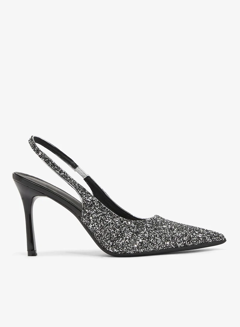 Ella Limited Edition Gold Rhinestone Embellished Mesh Sling Back Pumps for Women | Best Price UAE
