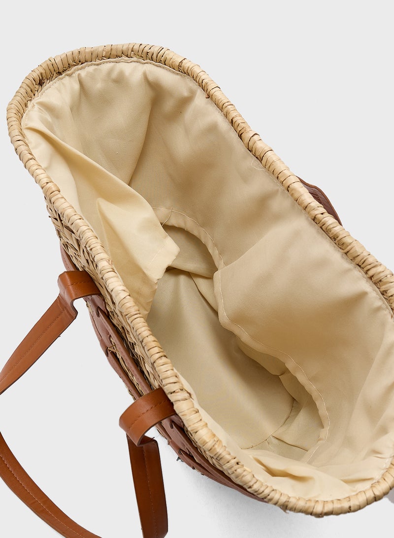 ايلا حقيبة شاطئ رافيا بألوان متداخلة - Image 5