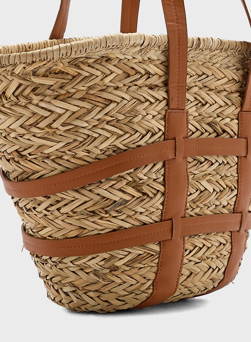 ايلا حقيبة شاطئ رافيا بألوان متداخلة - Image 4