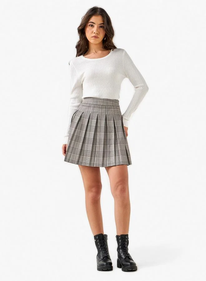 2Xtremz 2Xtremz Slim Fit Textured Round Neck Tricot Sweater