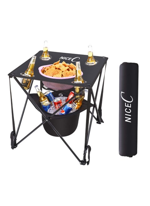 Nice C Camping Table with Cooler Tailgating Table Beach Table Cooler with Table Portable Table Ultralight Compact with Carry Bag for Outdoor Picnic