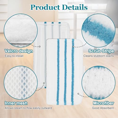 DLAIMI 4Pack Steam Mop Pads Replacement for Black+Decker Steam Mop SM1600, SM1610, SM1620, HSM13E1, HSMC1300FX, HSMC1321, HSMC1361SG Cleaner Black and Decker Steam Mop Replacement Pads - Image 3