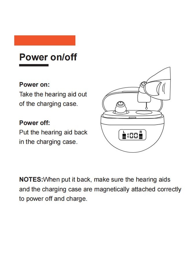 Urit Hearing Aids, Invisible Magnetic Assistive Listening Devices, Contact Charging Box with LED Power Display (Black)  - Image 4