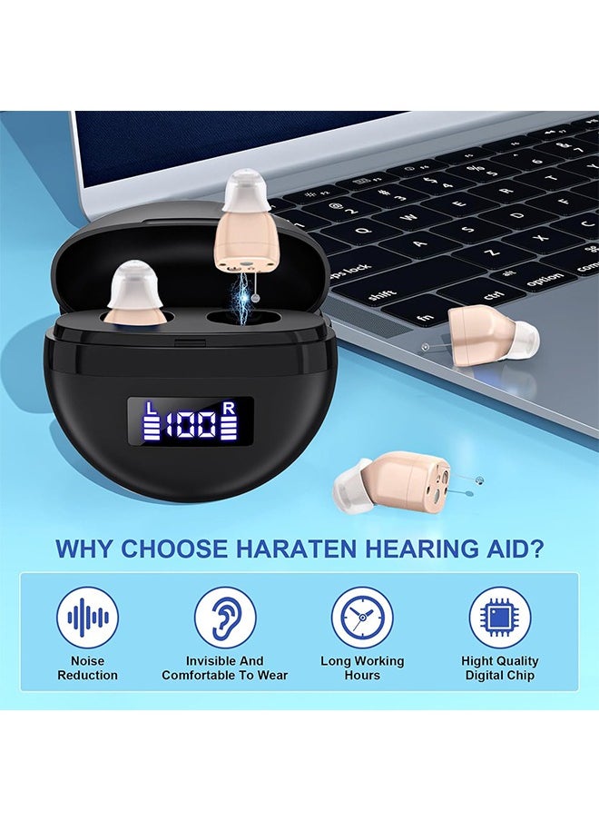 Urit - Hearing Aids, Invisible Magnetic Assistive Listening Devices, Contact Charging Box with LED Power Display (Black) - Image 1