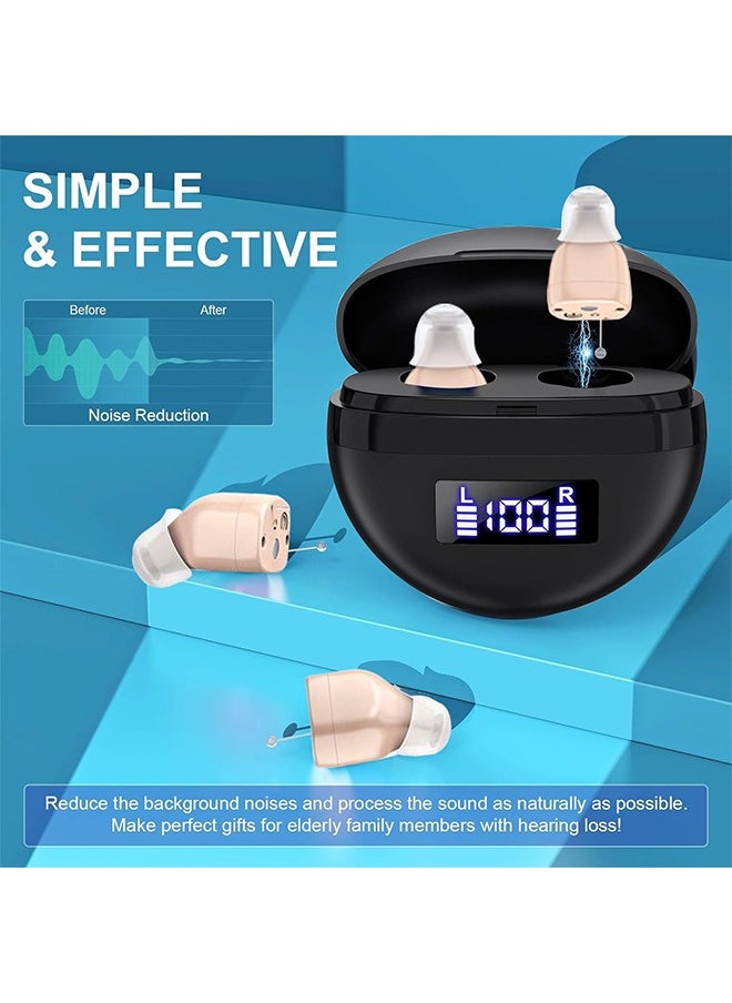 Urit - Hearing Aids, Invisible Magnetic Assistive Listening Devices, Contact Charging Box with LED Power Display (Black) - Image 1