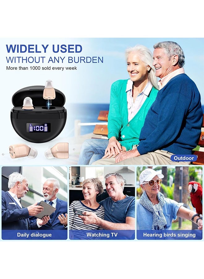 Urit - Hearing Aids, Invisible Magnetic Assistive Listening Devices, Contact Charging Box with LED Power Display (Black) - Image 1