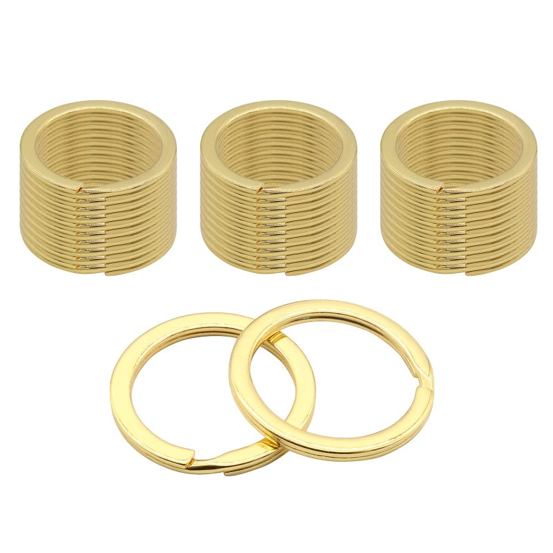 Rierdge Metal Flat Key Rings 30Pcs 25mm Gold Small Round Split Rings for Home Car Office Keys Organization DIY Crafts Accessories