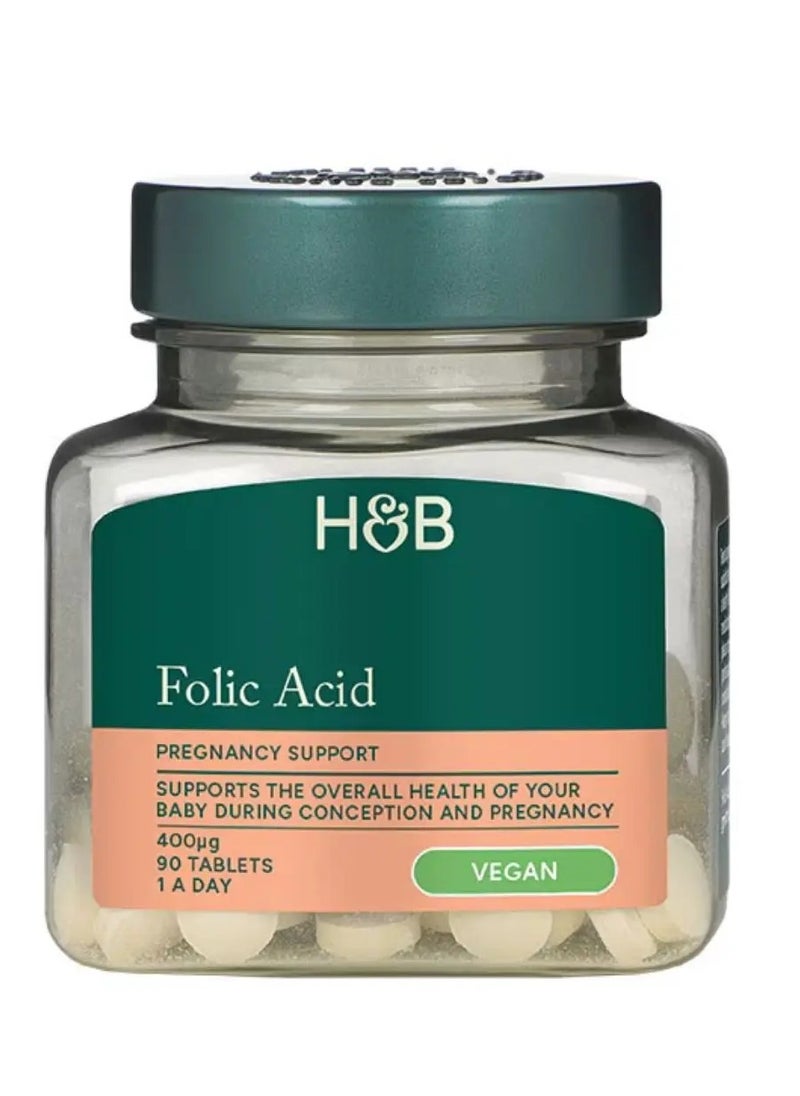 H&B H&B Folic Acid Supplement 400µg Tablets, Pack of 90's 