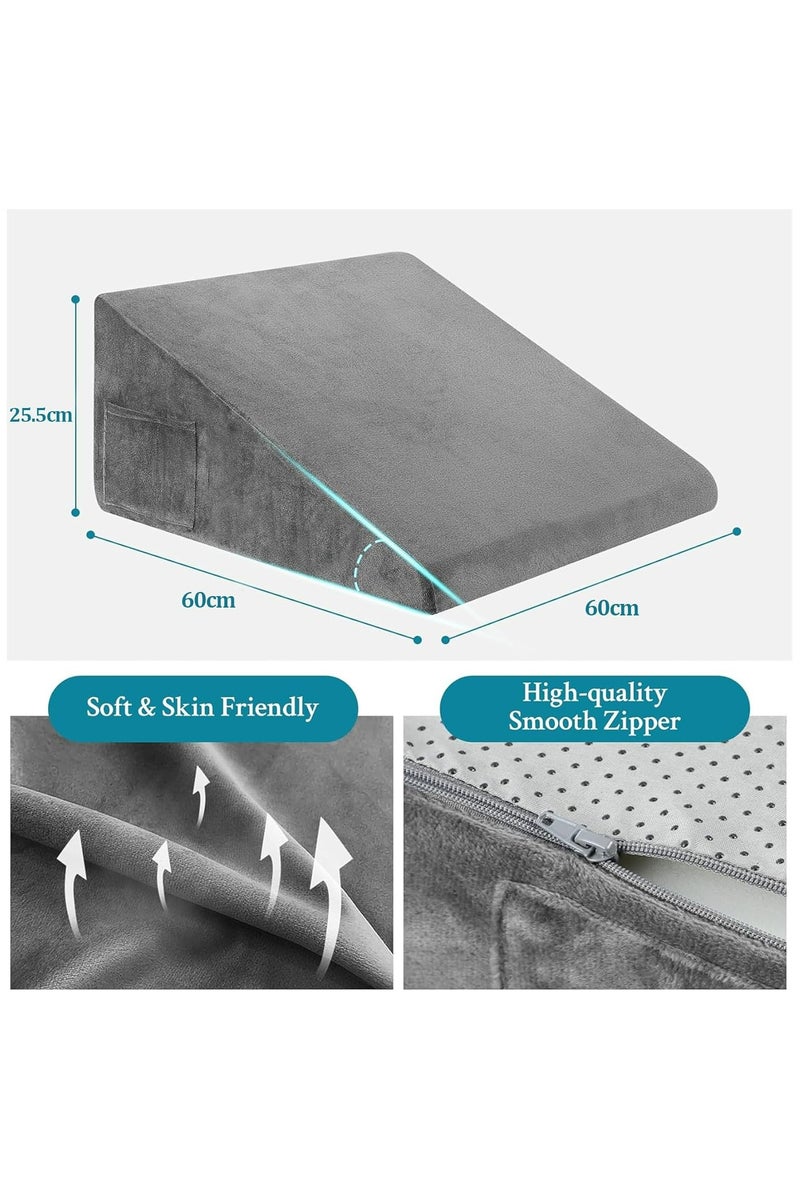 أوزيغالور وسادة سرير رمادية على شكل إسفين للنوم، وسادة مثلثة قياس 61 × 61 × 25.5 سم - Image 3