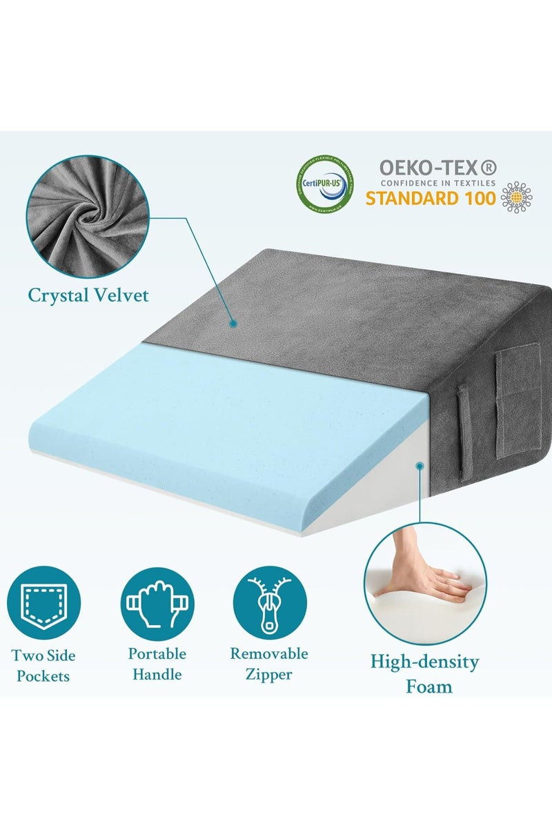 أوزيغالور وسادة سرير رمادية على شكل إسفين للنوم، وسادة مثلثة قياس 61 × 61 × 25.5 سم - Image 5