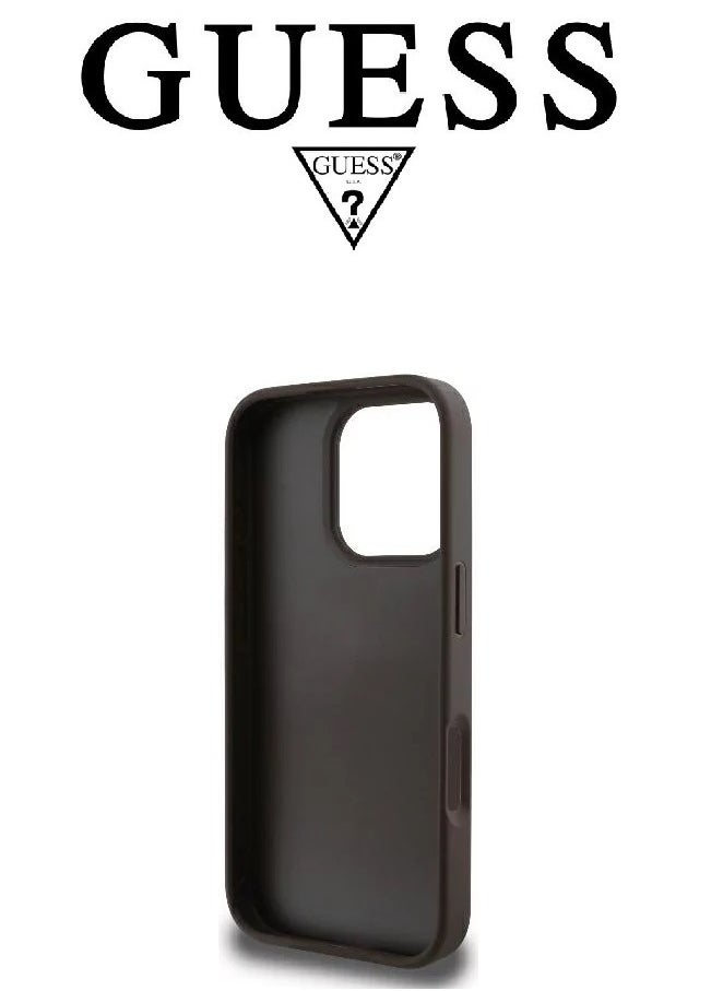 CG MOBILE - IPhone 16 Pro cover case with a strap, with a logo and a leather design approved by the global brand Guess. From CG-MOBILE. In Brown - Image 1