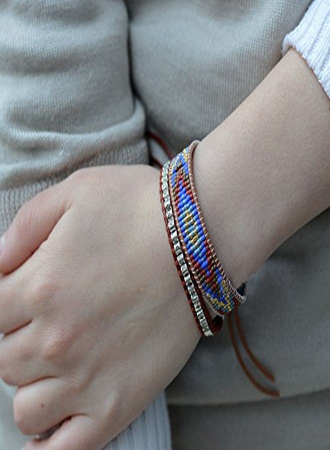 KELITCH Blue Seed Bead Pearls Bracelets Handmade Friendship Leather Wrap Bracelet Fashion Women Jewelry - Image 3
