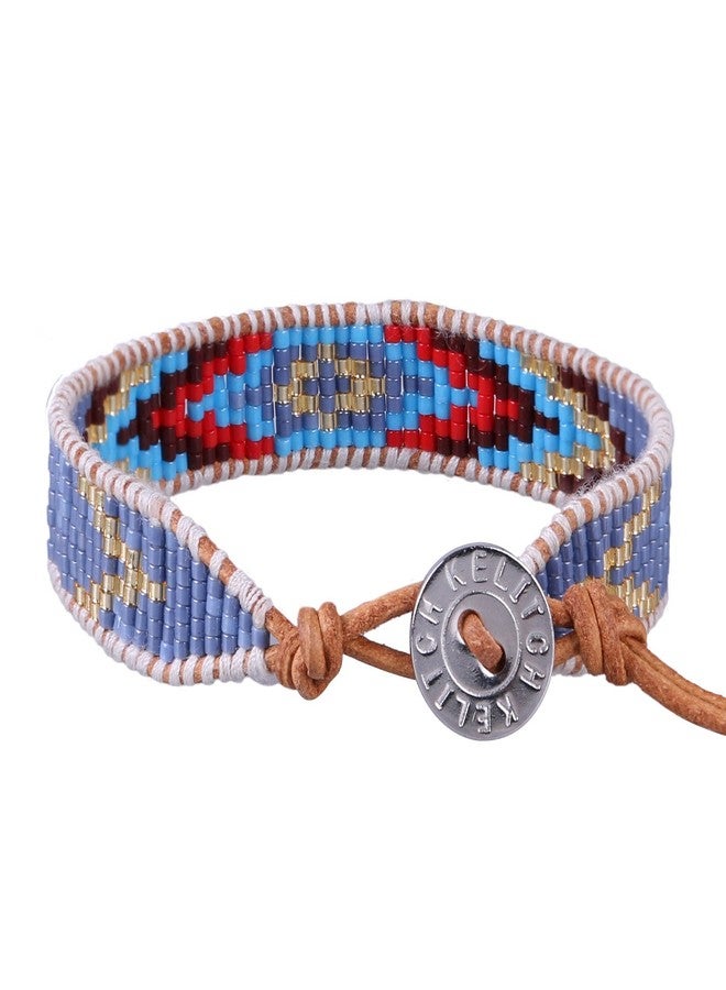 KELITCH Blue Seed Bead Pearls Bracelets Handmade Friendship Leather Wrap Bracelet Fashion Women Jewelry - Image 2