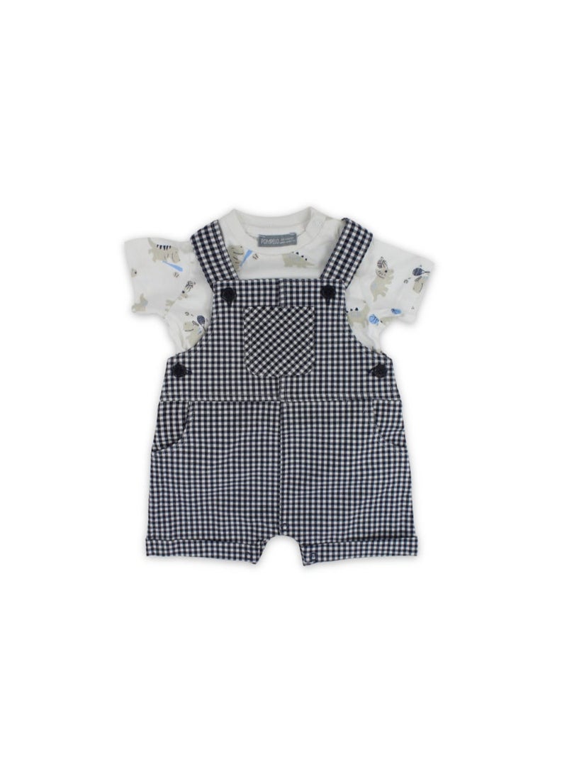 Pompelo Baby Boys Cotton Dungarees – Navy - Image 1