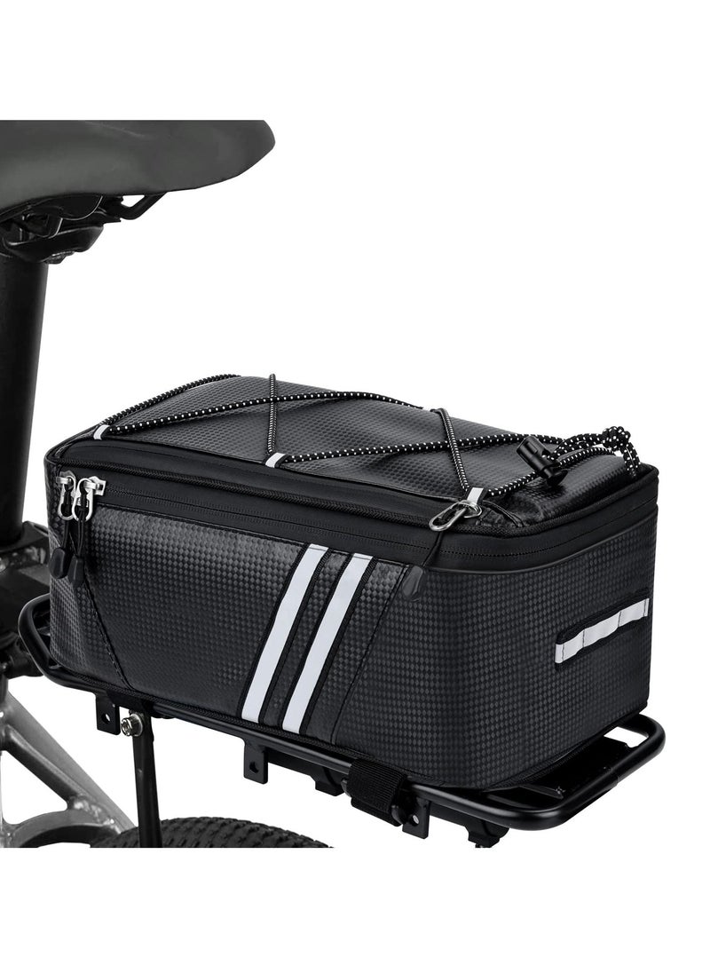 SYOSI Bicycle Rear Rack Storage Bag, Bike Reflective Trunk Bag Waterproof Rear Rack Bag For Bicycle With Reflective Strips For Outdoor Travel Camping Picnic Commuter  - Image 1