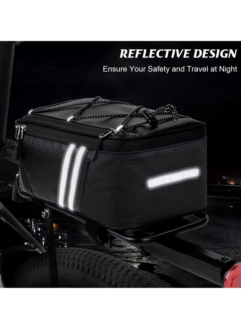 SYOSI Bicycle Rear Rack Storage Bag, Bike Reflective Trunk Bag Waterproof Rear Rack Bag For Bicycle With Reflective Strips For Outdoor Travel Camping Picnic Commuter  - Image 5
