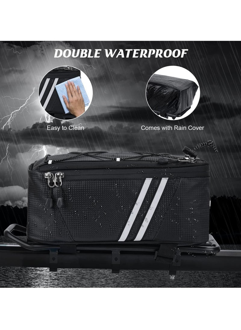 SYOSI Bicycle Rear Rack Storage Bag, Bike Reflective Trunk Bag Waterproof Rear Rack Bag For Bicycle With Reflective Strips For Outdoor Travel Camping Picnic Commuter  - Image 4