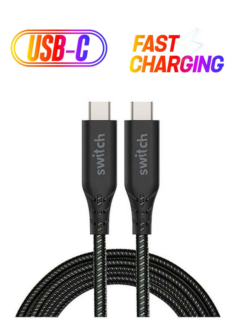 Type-C To Type-C Charge And Data Sync Cable Black
