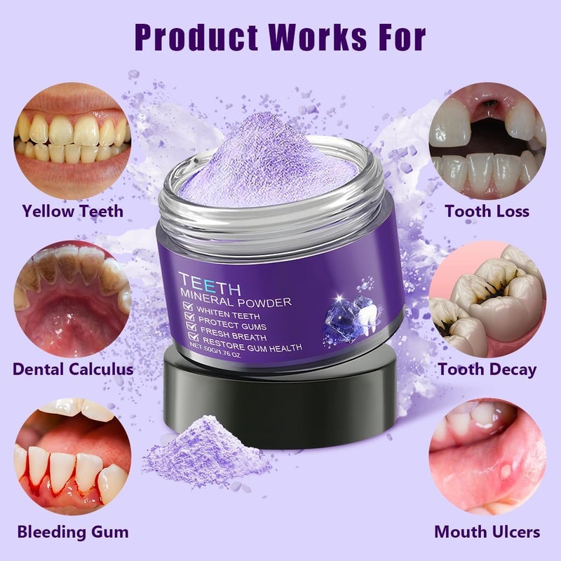 Oprtuisi 2PCS Purple Teeth Restoration Mineral Powder, Mineral Tooth Powder, Dental Restoration Mineral Effective in Strengthening Teeth and Gums for Daily Use - Image 2
