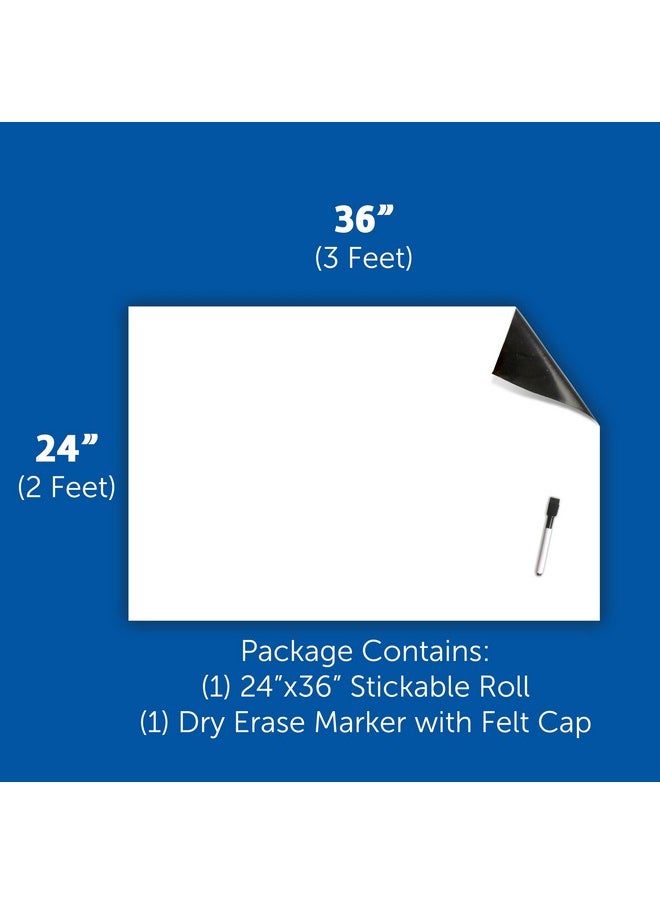 Flipside Products - Large 24" X 36" Dry Erase Reusable Sheet W/Black Marker And Eraser Cap, Repositionable Whiteboard Sticks To Glass, Metal, And Polished Smooth Wood, Peel And Stick, White  - Image 5