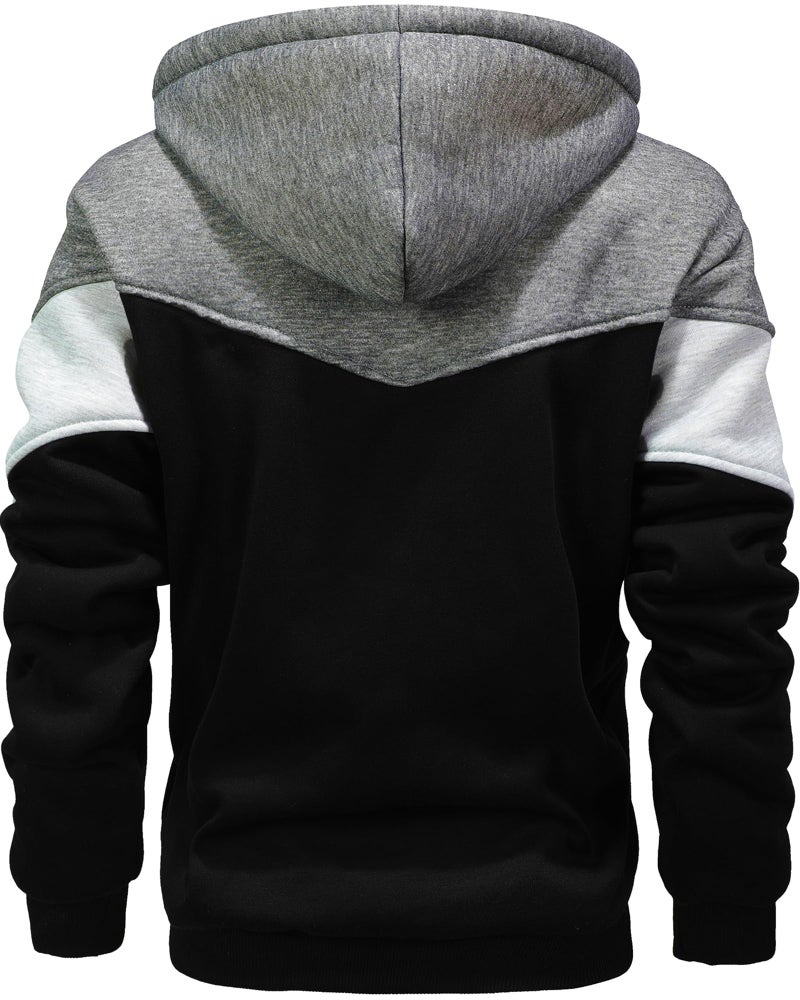 AIELVIN Men's Winter Fleece Thermal Jackets for Men Sherpa Lined Hoodies Warm Thick Jacket Outerwear DarkGrey Grey Black(995) M - Image 3