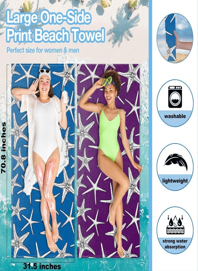 VBCVBGFH 4 Pack Colorful Starfish Beach Towel Microfiber Soft Quick Dry Oversized Swim Towels Beach Accessories Necessities for Bath Pool Camping Travel Girls Trip Weekend Bachelorette Party Favors 32x71 inch - Image 3