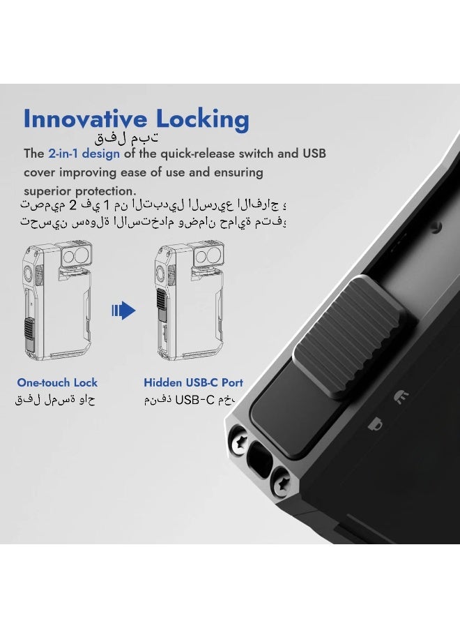 ألترون مصباح يدوي ALTRONE صغير قابل لإعادة الشحن من نوع G5، بقوة 400 لومن | مصباح يدوي مغناطيسي بسلسلة مفاتيح مع إضاءة RGB، ومشبك دوار 180 درجة، وشحن سريع من النوع C، ومصباح جيب مقاوم للماء للتخييم والتنزه والطوارئ. - Image 3