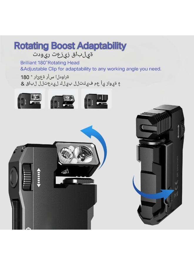 ألترون مصباح يدوي ALTRONE صغير قابل لإعادة الشحن من نوع G5، بقوة 400 لومن | مصباح يدوي مغناطيسي بسلسلة مفاتيح مع إضاءة RGB، ومشبك دوار 180 درجة، وشحن سريع من النوع C، ومصباح جيب مقاوم للماء للتخييم والتنزه والطوارئ. - Image 4