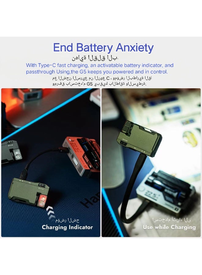 ألترون مصباح يدوي ALTRONE صغير قابل لإعادة الشحن من نوع G5، بقوة 400 لومن | مصباح يدوي مغناطيسي بسلسلة مفاتيح مع إضاءة RGB، ومشبك دوار 180 درجة، وشحن سريع من النوع C، ومصباح جيب مقاوم للماء للتخييم والتنزه والطوارئ. - Image 5